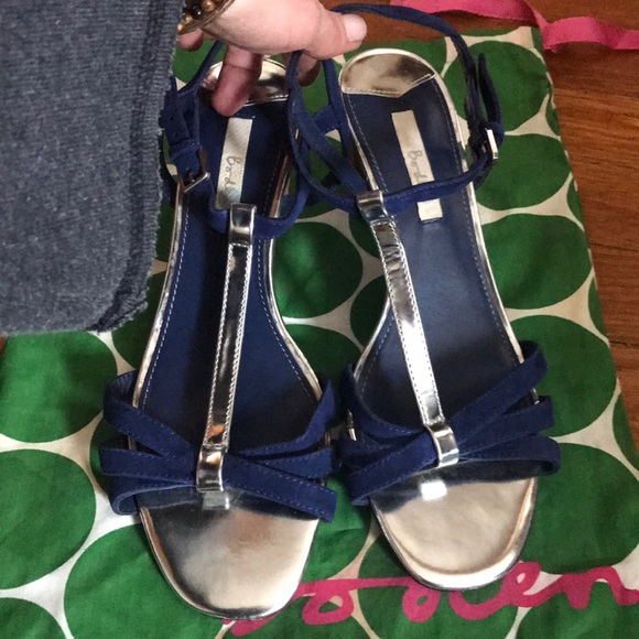 Boden silver and navy t-strap sandals - Picture 1 of 4